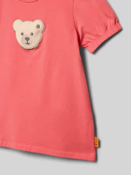 T-shirt z haftowanym motywem i dekoltem w kształcie litery O Steiff