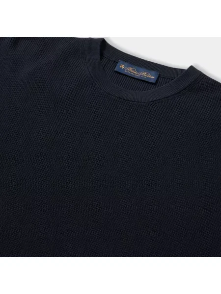 Sweter Brooks Brothers z okrągłym dekoltem niebieski