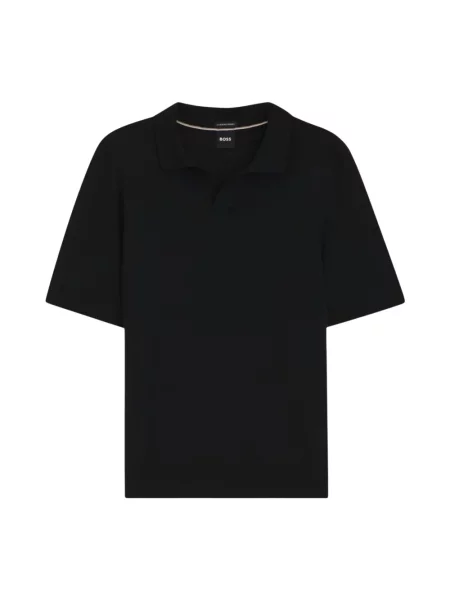 Koszulka polo Boss wełniana czarna