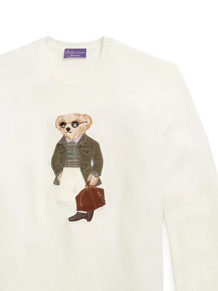 Пуловер Ralph Lauren Purple Label бродиран бяло