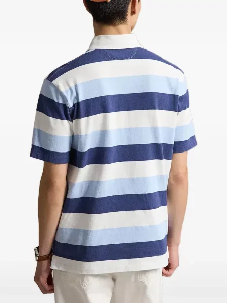 Δερμάτινο με κολάρο polo Polo Ralph Lauren με λαιμόκοψη v καφέ