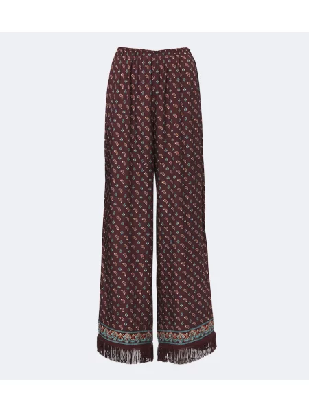 Pantaloni Dôen cu franjuri de mătase albastru