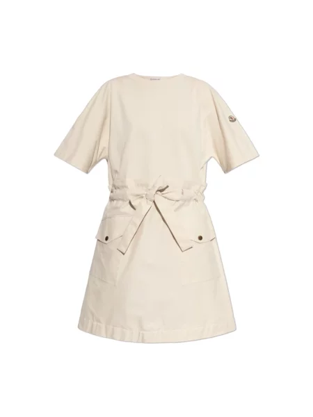 Sukienka mini Moncler z paskiem beżowa