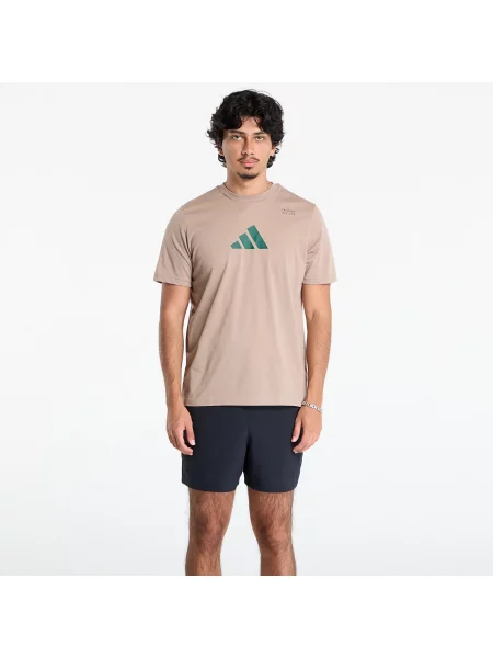 Тениска Adidas Performance с принт кафяво