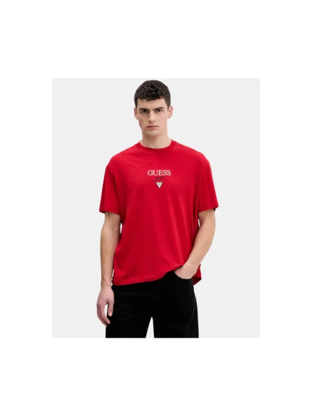 GUESS JEANS Tricou BAKER roșu / negru alb