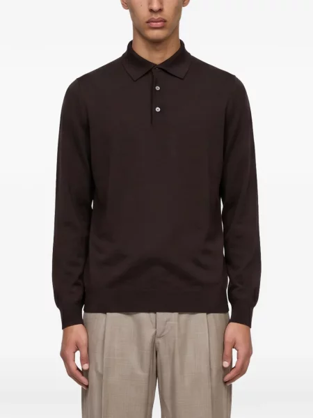 Lung tricou polo Lardini maro