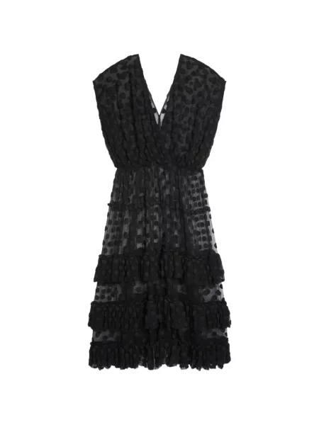 Мрежест рокля с волани Dries Van Noten с волани черно