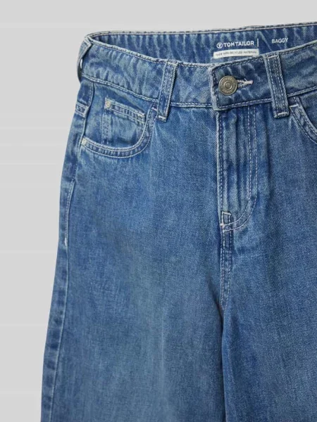 Jeansy o luźnym kroju baggy z czystej bawełny Tom Tailor niebieskie