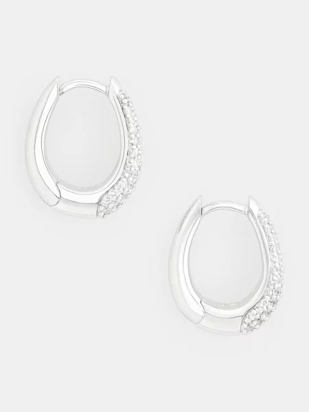 Stříbrné náušnice Tom Wood Liz Hoops Pave
