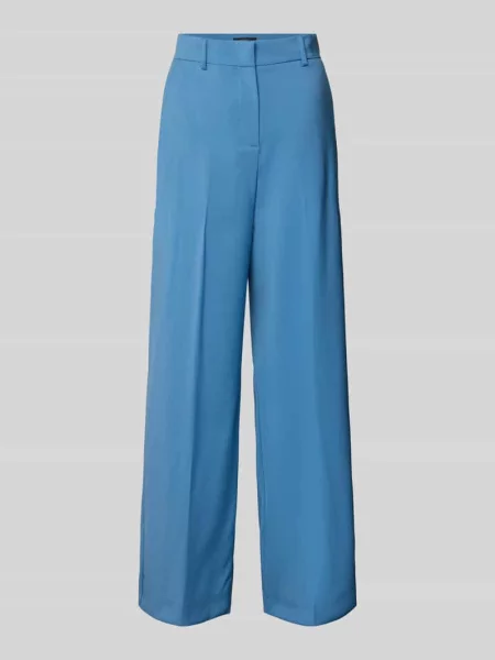 Spodnie materiałowe o kroju regular fit z czystej żywej wełny model VISIVO' Weekend Max Mara niebieskie