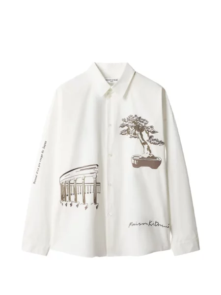 Lung geacă cămașă Maison Kitsune cu imagine alb