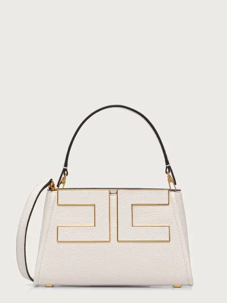 Torebka crossbody Elisabetta Franchi skórzana beżowa