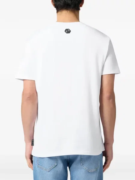 Tricou Philipp Plein cu decolteu rotund alb