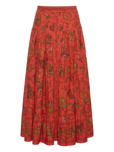 Fustă midi Cara Cara până la genunchi roșu