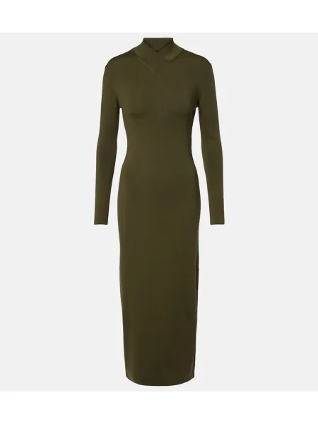 Rochie midi Tom Ford de lână până la genunchi de costum verde