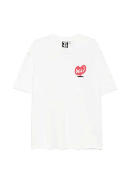 Tricou Deus Ex Machina cu imagine alb