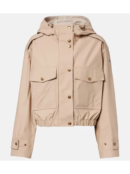 Яке Moncler с качулка поплин изрязани бежово