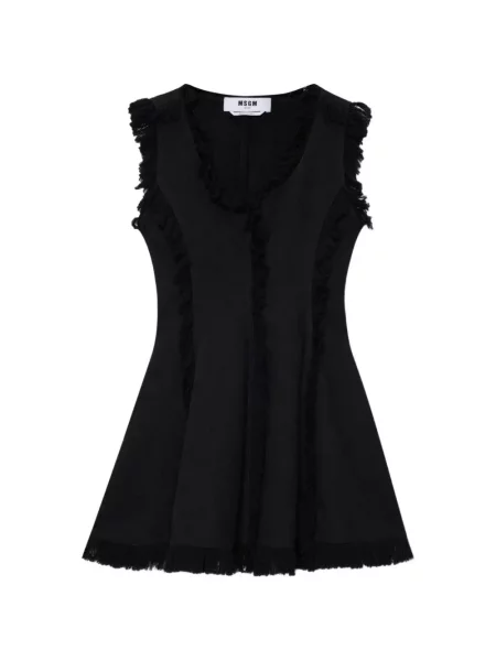 Rochie mini Msgm cu franjuri negru