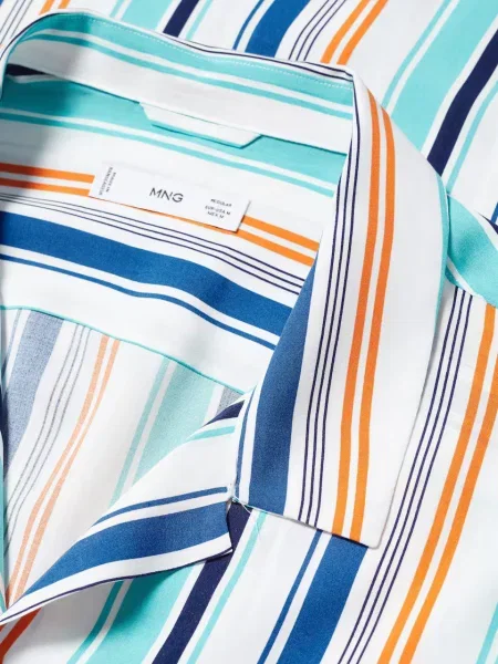 Риза Mango на райета синьо