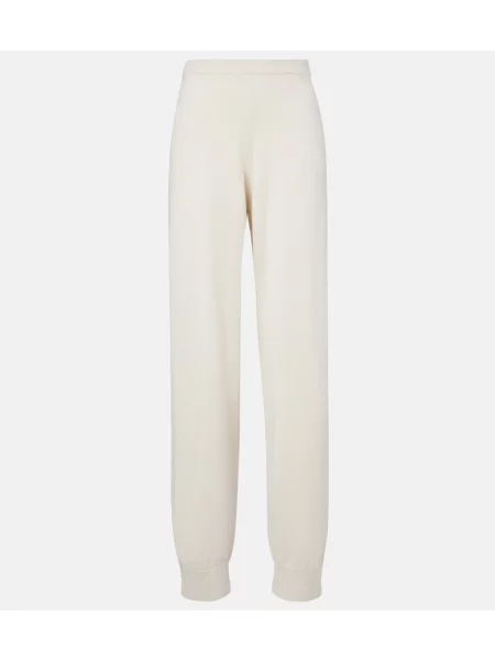 Pantaloni sport Jardin Des Orangers din cașmir alb