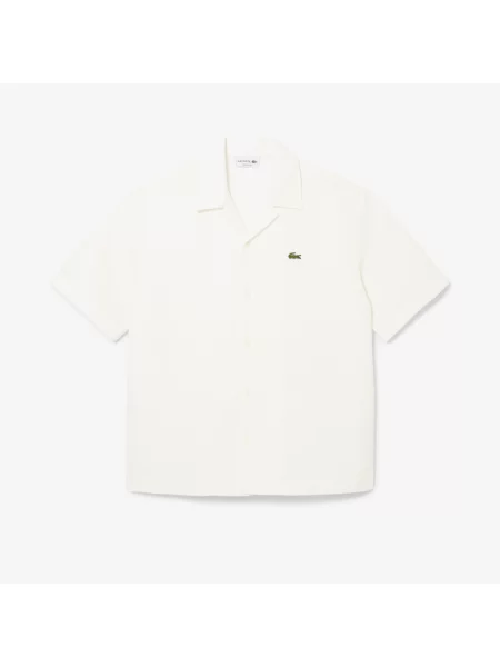 Lacoste Koszula O Swobodnym Kroju Z Waflową Fakturą biały