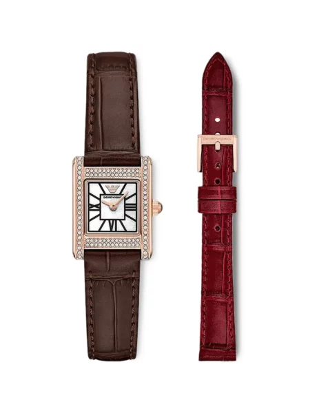 Ceas Emporio Armani din piele cu bretele alb