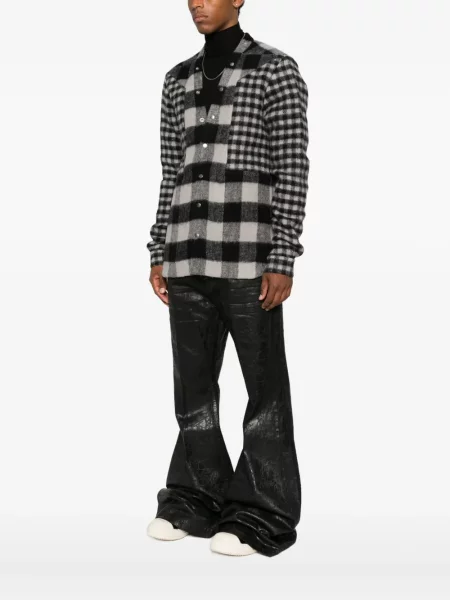 Geacă Rick Owens de lână în carouri negru