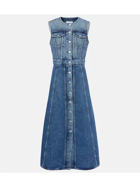 Rochie din denim Citizens Of Humanity până la genunchi de costum albastru