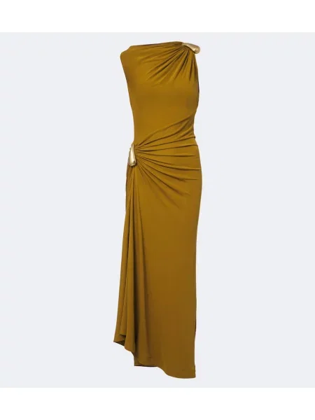 Rochie maxi Bottega Veneta din jerseu verde