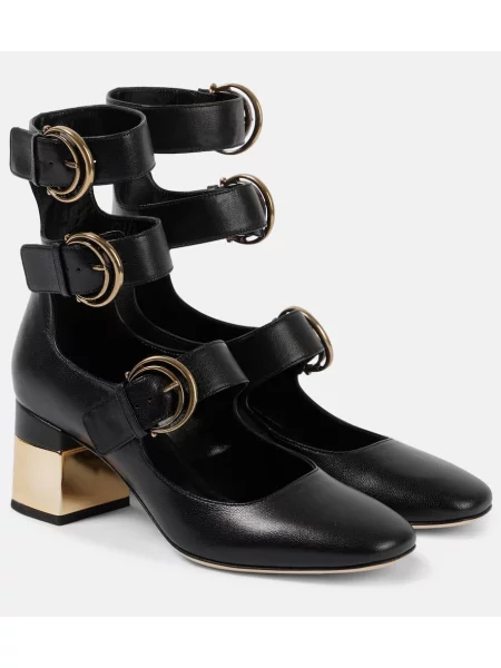 Pantofi cu toc Chloé din piele negru