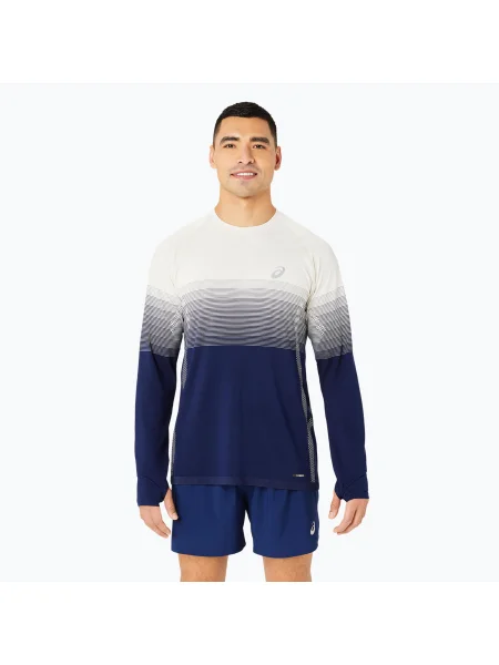 Tricou mânecă lungă Asics alergare albastru