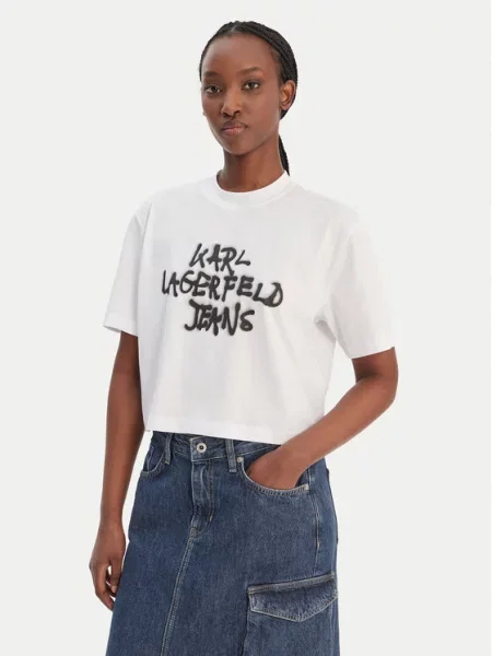 Zkrácené tričko Karl Lagerfeld Jeans bílé