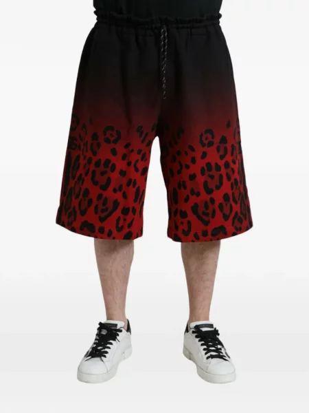 Pantaloni scurți Dolce & Gabbana cu imagine cu model leopard negru
