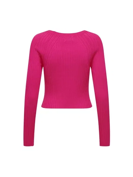 Dzianinowy krótki sweter Only różowy