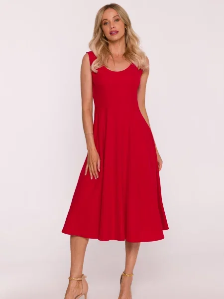 Rochie midi Stylove fără mâneci evazată roșu