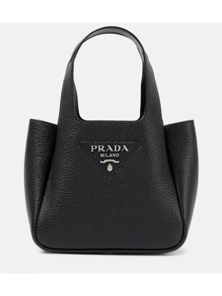 Usnjena torbica Prada črna