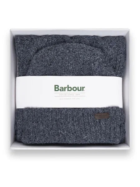 Шапка и шал Barbour тъмносиньо
