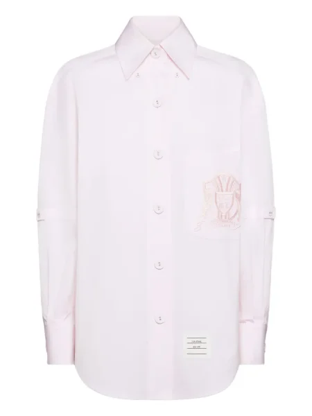 Haftowana koszula Thom Browne różowa