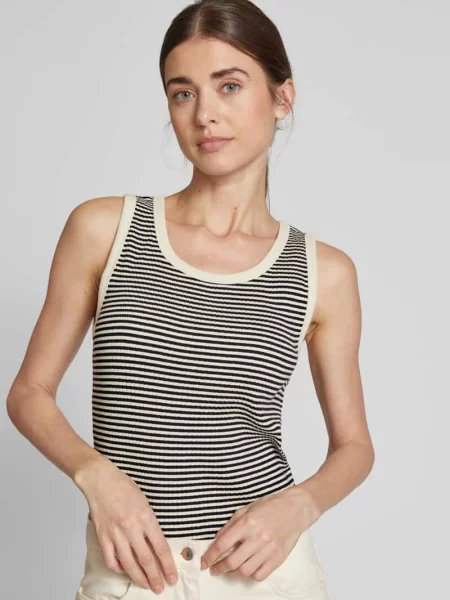 Top o kroju slim fit z mieszanki bawełny w Marc O'polo granatowy
