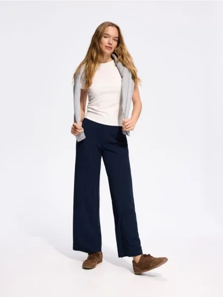 Reserved Pantaloni wide leg bleumarin