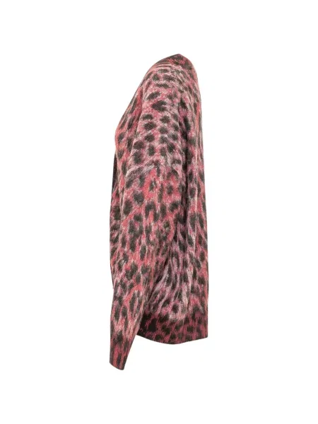 Cardigan Laneus cu imagine cu model leopard roșu
