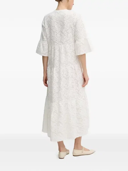 Rochie Marc Aurel cu model floral de costum alb