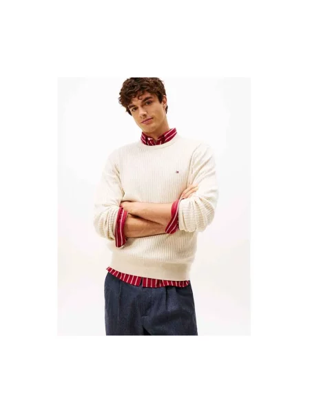 Dzianinowy sweter Tommy Hilfiger beżowy