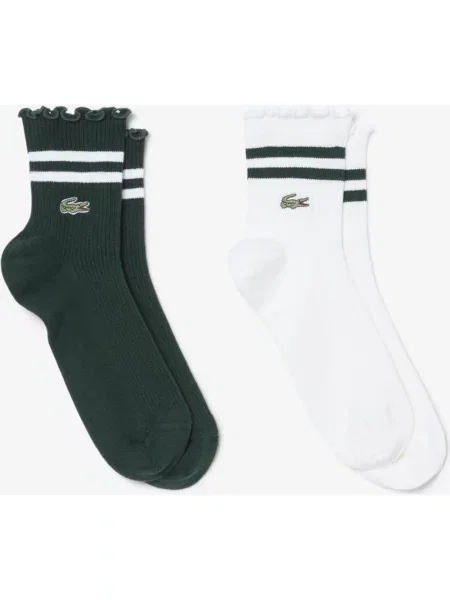 Skarpety Lacoste Frilled białozielone 2 pary zielone