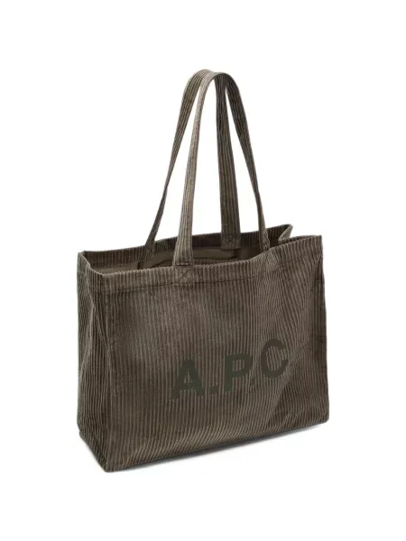 Samt shopper torbica A.p.c. s printom smeđa