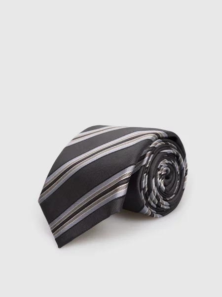 Шелковый галстук Brunello Cucinelli в полоску серый