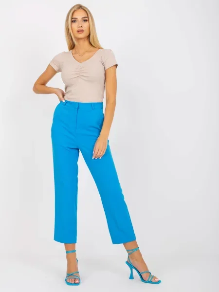 Pantaloni Fashionhunters de costum albastru
