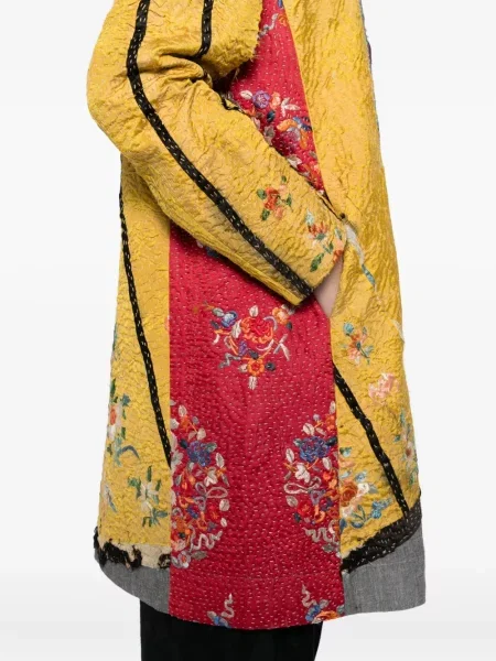 Palton By Walid de mătase galben