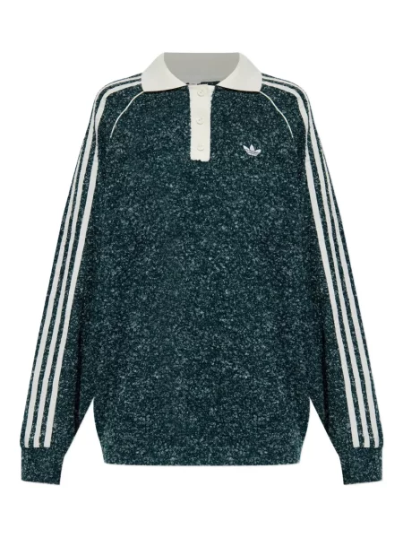 Dzianinowa długa kołnierzykowy bluza Adidas brązowa