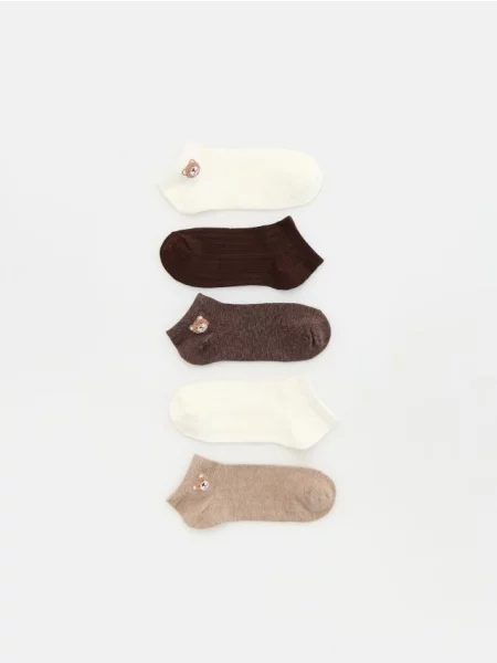 Reserved Set 5 perechi șosete scurte cu broderie crem